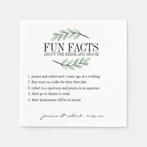 Fun Facts Eucalyptus Branches Personalized Paper Napkins