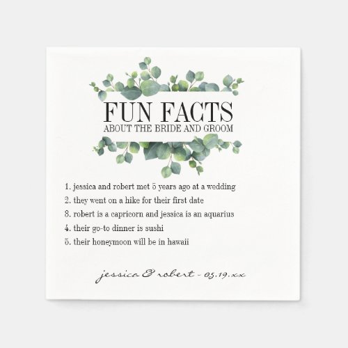 Fun Facts Eucalyptus Foliage Personalized Napkins