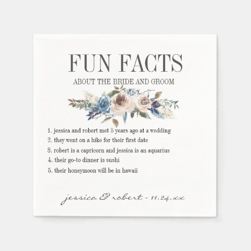 Fun Facts Floral Personalized Napkins