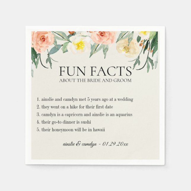 Fun Facts Flower Garden Personalized Paper Napkins (Front)