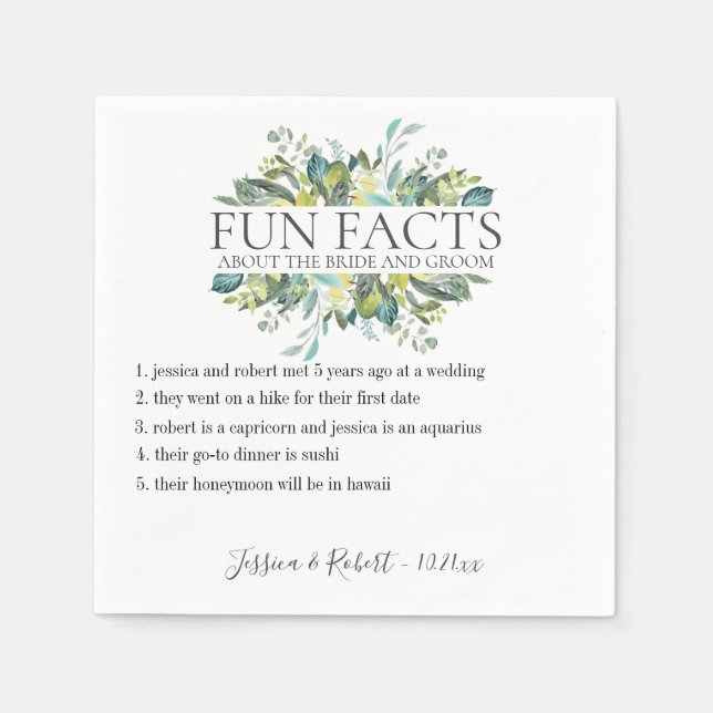 Fun Facts Garden Foliage Personalized Napkins (Front)