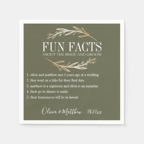 Fun Facts Gold Botanical Personalized Napkins