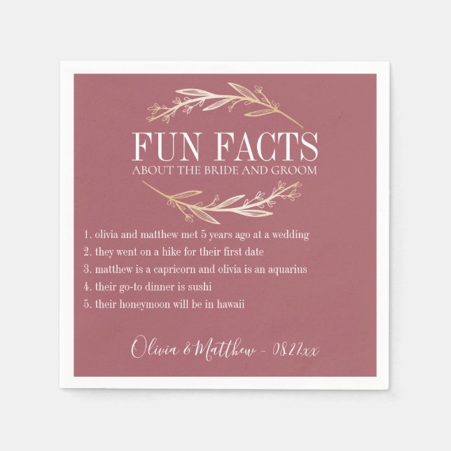 Fun Facts Gold Botanical Personalized Napkins (Front)