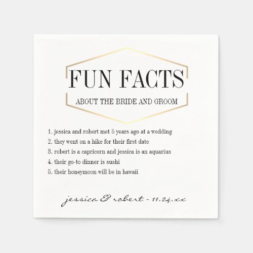 Fun Facts Gold Personalized Paper Napkins