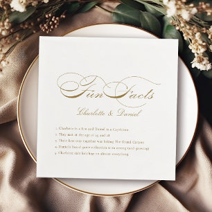 Fun Facts Gold Vintage Classic Script Wedding Napkins