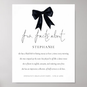 Fun Facts Grad Black Coquette Bow Graduation Party Poster