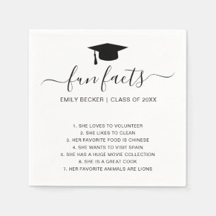 Fun Facts Graduate Black White Elegant Graduation Napkins