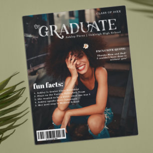 Fun Facts   Graduate Magazine Cover Photo  Announcement Postcard