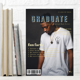 Fun Facts Graduate Magazine Cover Photo Foil Holiday Card