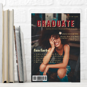 Fun Facts Graduate Magazine Cover Photo Foil Holiday Card