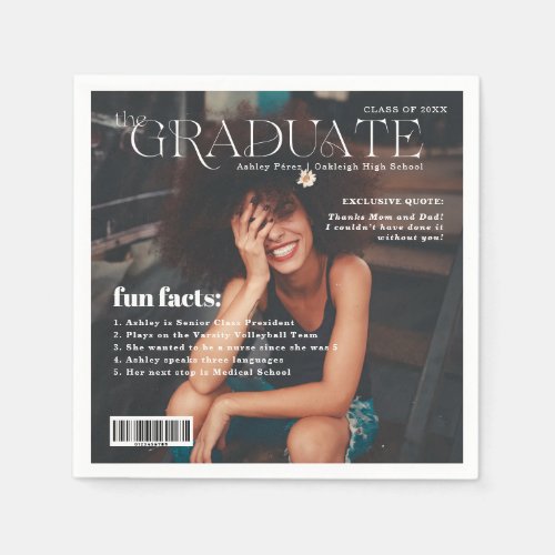 Fun Facts  Graduate Magazine Cover Photo Napkin