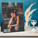 Fun Facts | Graduate Magazine Cover Photo Plaque<br><div class="desc">This graduation keepsake is styled to look like a stylish magazine cover. Trendy, modern typography overlay of "the graduate". Design also features the school name, graduate's name with class year and a few fun facts you want to remember about your graduate. Complete it with an "exclusive quote". They have put...</div>