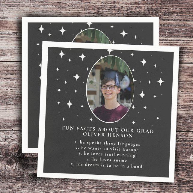 Fun Facts Graduate Photo Stars Graduation Napkins (Creator Uploaded)