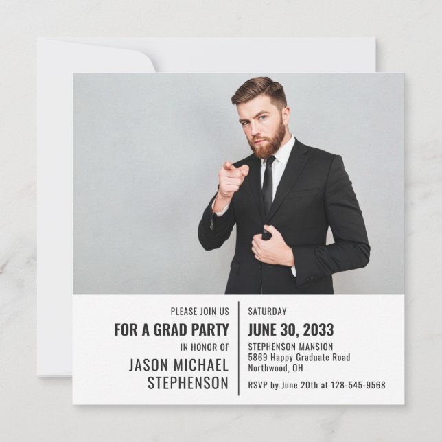 Fun facts graduation announcement 2 photo modern (Back)