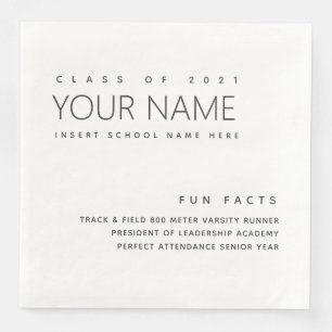 Fun Facts Graduation Modern Simple Custom Paper Dinner Napkins