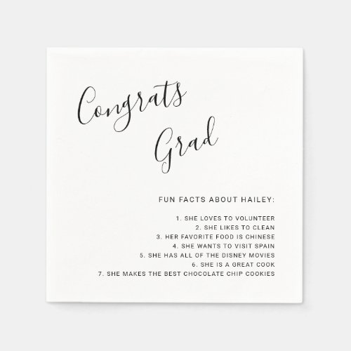 Fun Facts Graduation Simple Handwritten Napkins