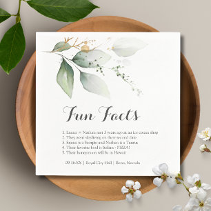 Fun Facts Greenery Gold Foliage leaves wedding Napkins
