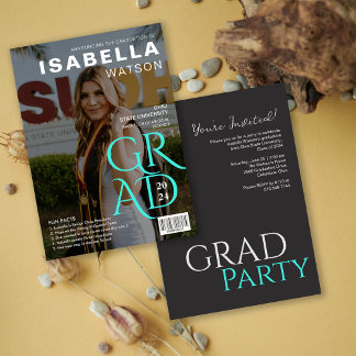 Fun Facts | Magazine Cover Photo Graduation Party Invitation