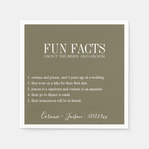 Fun Facts Martini Olive Personalized Napkins