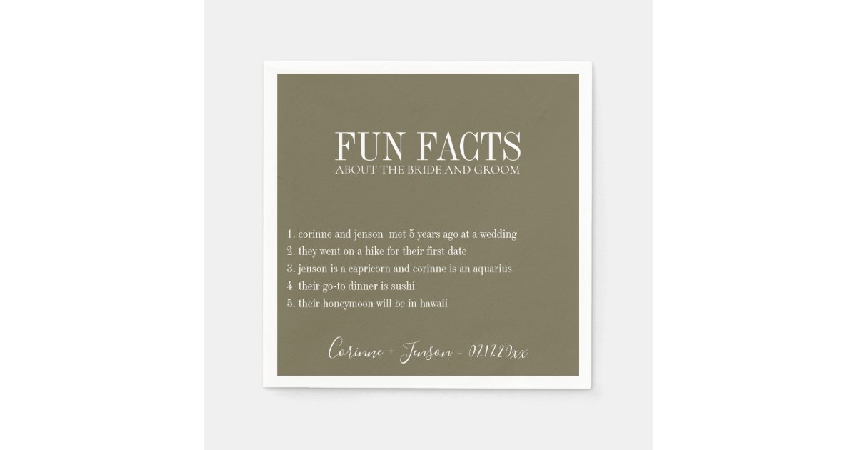 Fun Facts Martini Olive Personalized Napkins | Zazzle.com