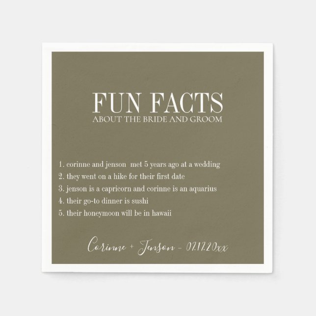 Fun Facts Martini Olive Personalized Napkins (Front)