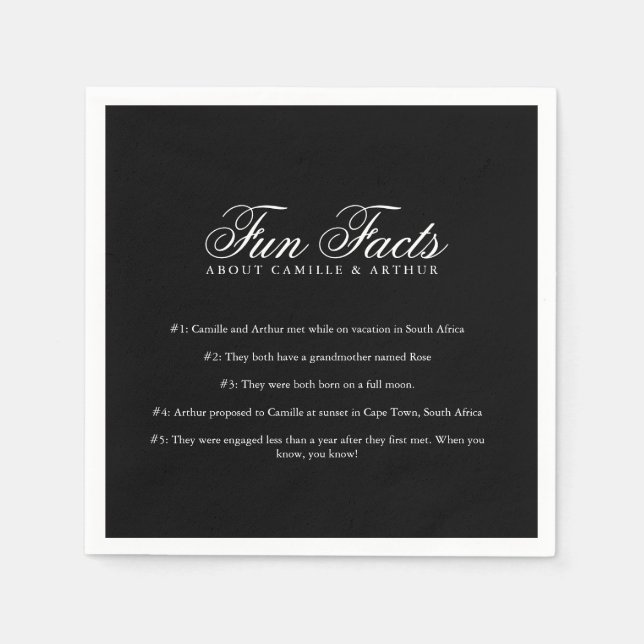 Fun Facts Minimalist Monogram Script Paper Napkin (Front)