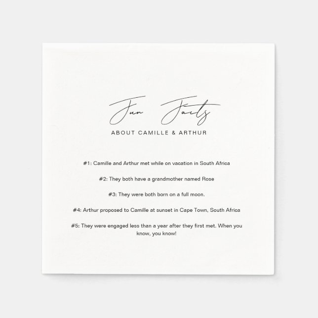 Fun Facts Minimalist Script Paper Napkin (Front)