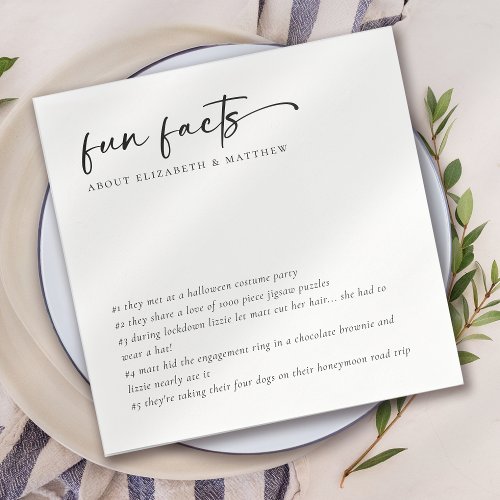 Fun Facts Minimalist Script Wedding Napkins