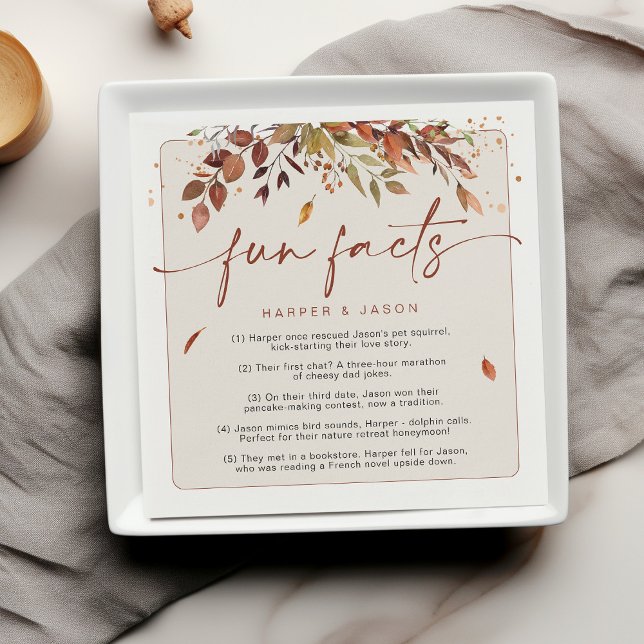 Fun Facts Modern Chic Minimalist Fall Wedding Napkins (Creator Uploaded)
