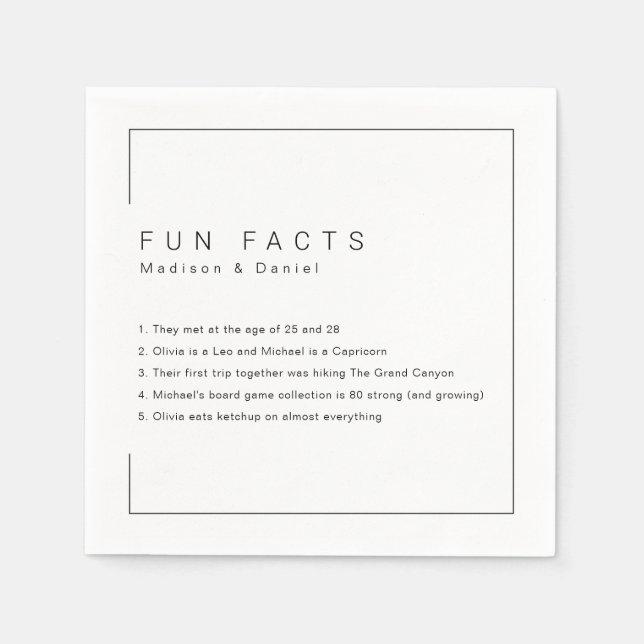 Fun Facts Modern Chic Minimalist Wedding  Napkins (Front)