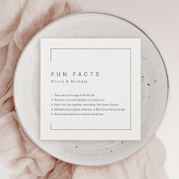 Fun Facts Modern Chic Minimalist Wedding Napkins by AvaPaperie at Zazzle