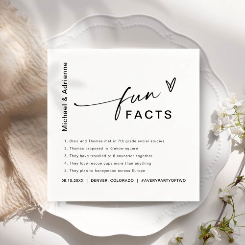 Fun Facts Modern Chic Minimalist Wedding Napkins