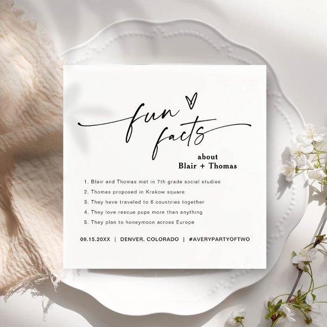Fun Facts Modern Chic Minimalist Wedding Napkins (Creator Uploaded)