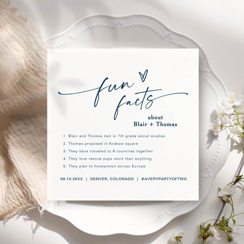 Fun Facts Modern Chic Minimalist Wedding Napkins