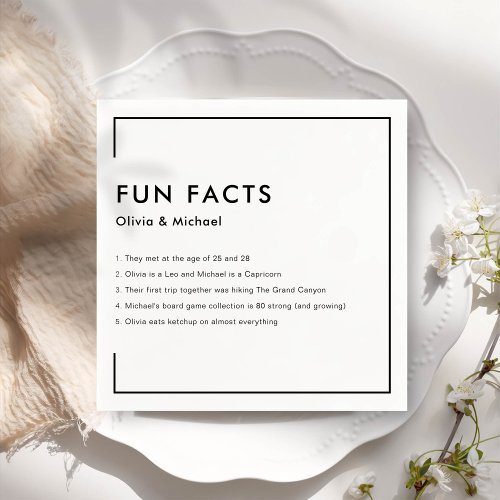 Fun Facts Modern Chic Minimalist Wedding Napkins