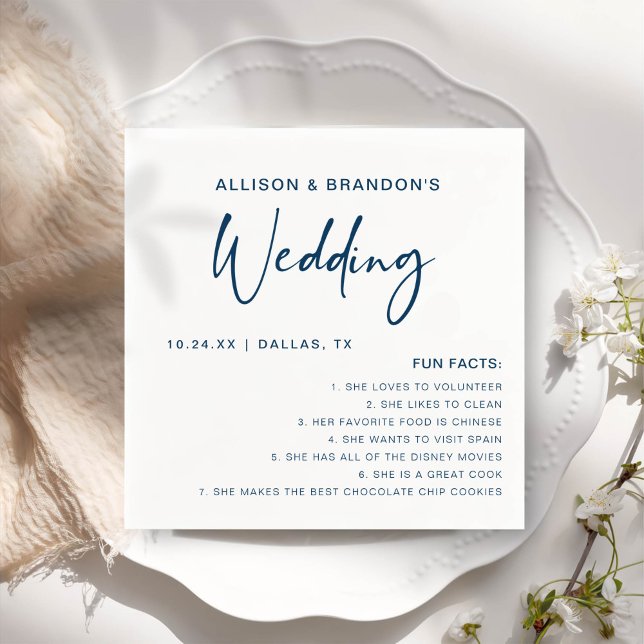 Fun Facts Modern Chic Minimalist Wedding Napkins (Creator Uploaded)