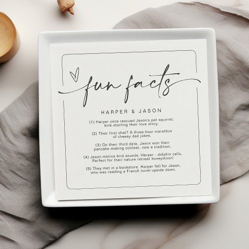 Fun Facts Modern Chic Minimalist Wedding Napkins