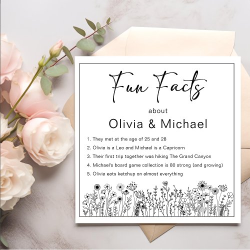 Fun Facts Modern Chic Minimalist Wedding Napkins