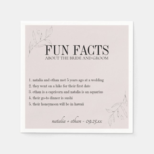 Fun Facts Modern Flora Personalized Napkins (Front)