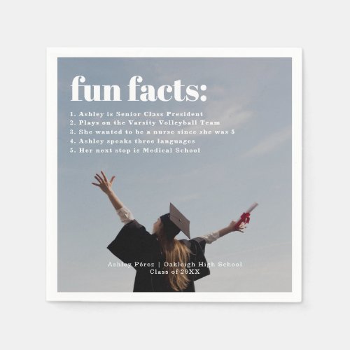 Fun Facts  Modern Simple Photo Overlay Napkins