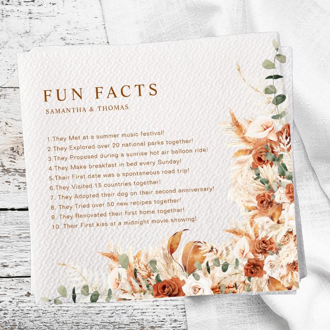 Fun Facts Modern Terracotta Chic Floral Wedding Napkins (Creator Uploaded)
