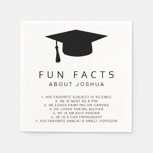 Fun Facts Mortar Board Simple Graduation Napkins