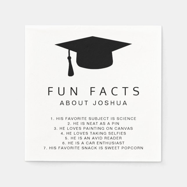 Fun Facts Mortar Board Simple Graduation Napkins (Front)