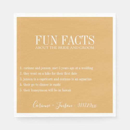 Fun Facts Muted Mustard Yellow Personalized Napkins