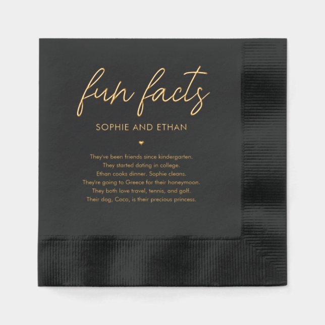 Fun Facts Napkins For Wedding and Bridal Shower (Front)