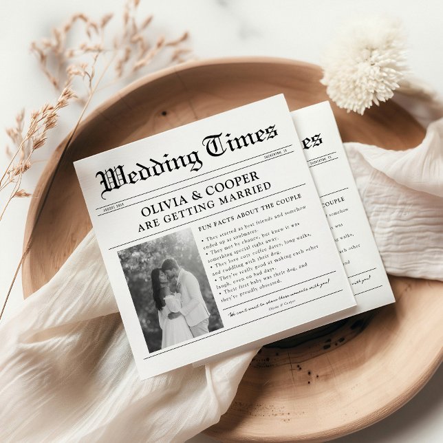 Fun Facts Newspaper Wedding Napkins (Creator Uploaded)