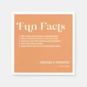 Fun Facts Orange Retro 70's Vintage Wedding Napkins