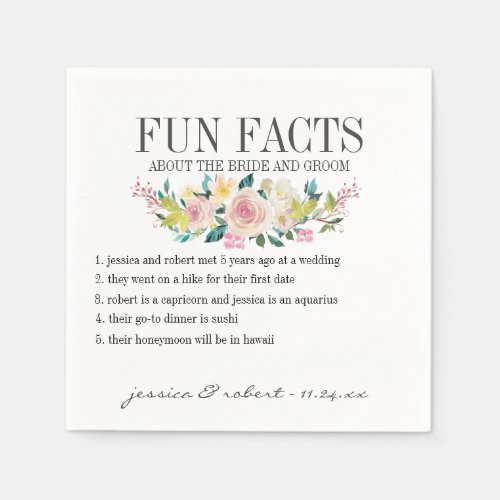 Fun Facts Pastel Floral Personalized Napkins