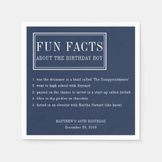 Fun Facts personalized napkins for birthdays