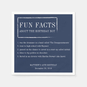 Fun Facts personalized napkins for birthdays